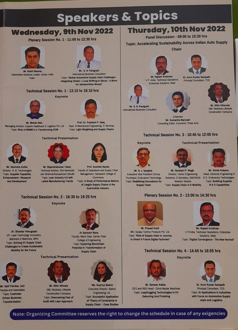 Read more about the article SAE India at Global Automative Supply Chain Conference- Inching towards Atmanirbhar Bharat on 9 & 10 Nov 2022