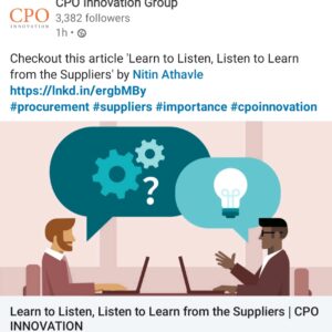 Article on “Learn to Listen & Listen to Learn from the supplier”