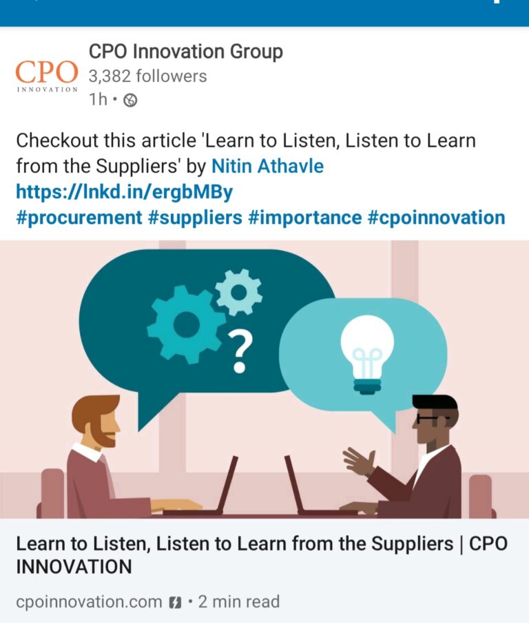 Read more about the article Article on “Learn to Listen & Listen to Learn from the supplier”