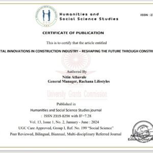 Article “Digital Innovation in Construction Industry – Reshaping the Future through Industry 4.O”